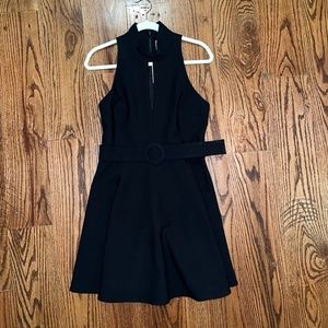 NWT CINQ A SEPT Juni Belted Mock-Neck Mini Dress Black size 10